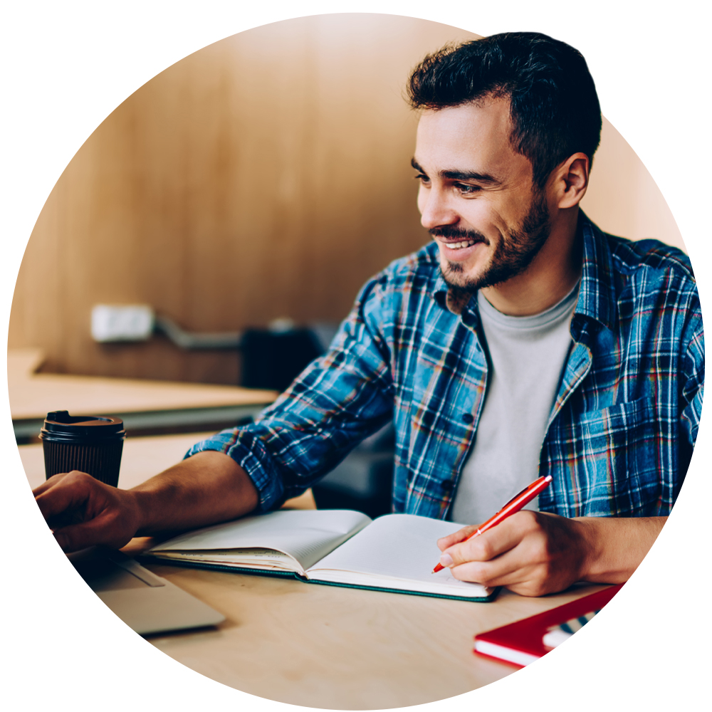 Decorative image of male office worker smiling