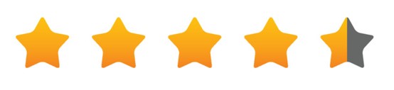 Gradient graphic banner of four and a half golden stars