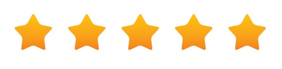 Gradient graphic banner of five golden stars