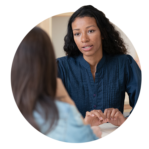 Office workers discussing anxiety at work