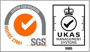 ISO 9001 and UKAS management systems certification logo in colour